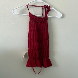 Red Smocked Halter Top